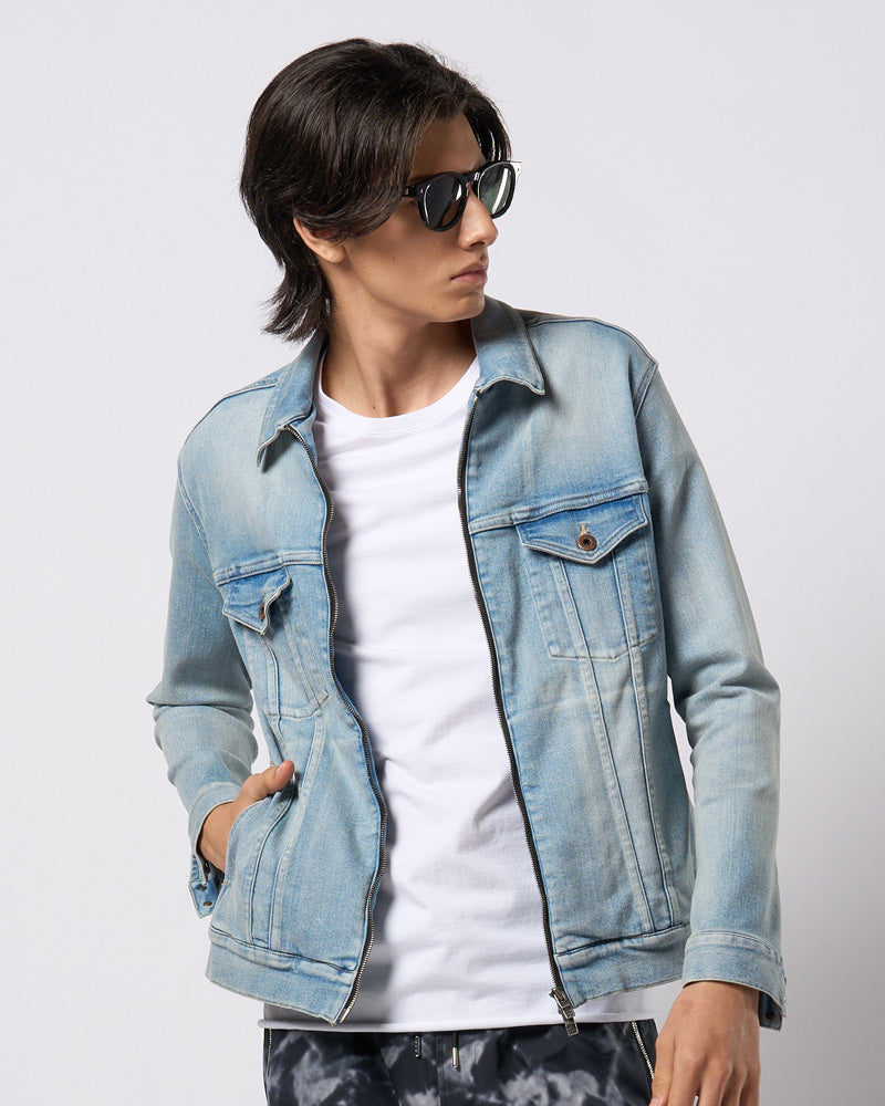denim zip blouson