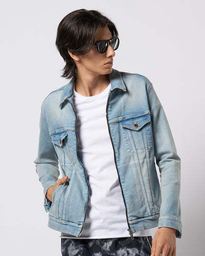 denim zip blouson