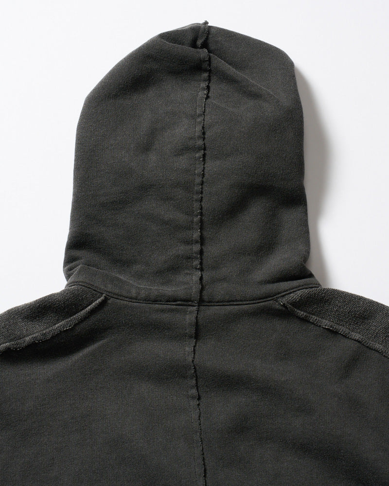 compact urake cut-off line zip hoodie
