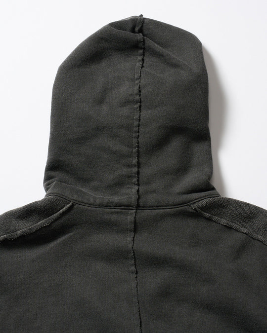 compact urake cut-off line zip hoodie