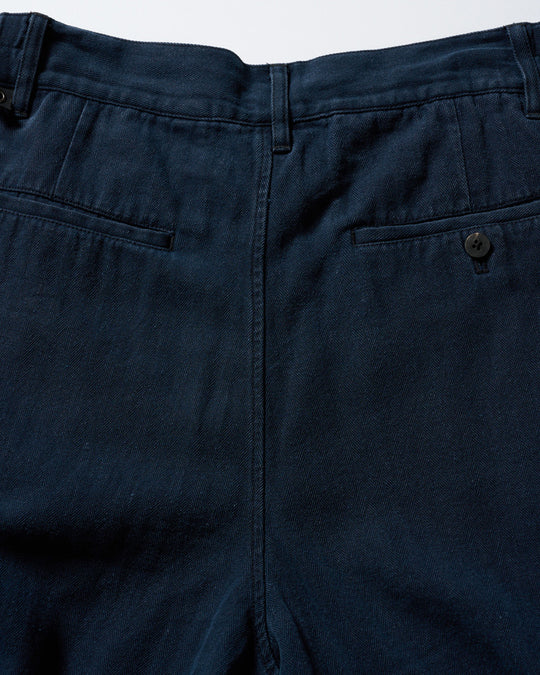 cotton linen herringbone aging wide trousers