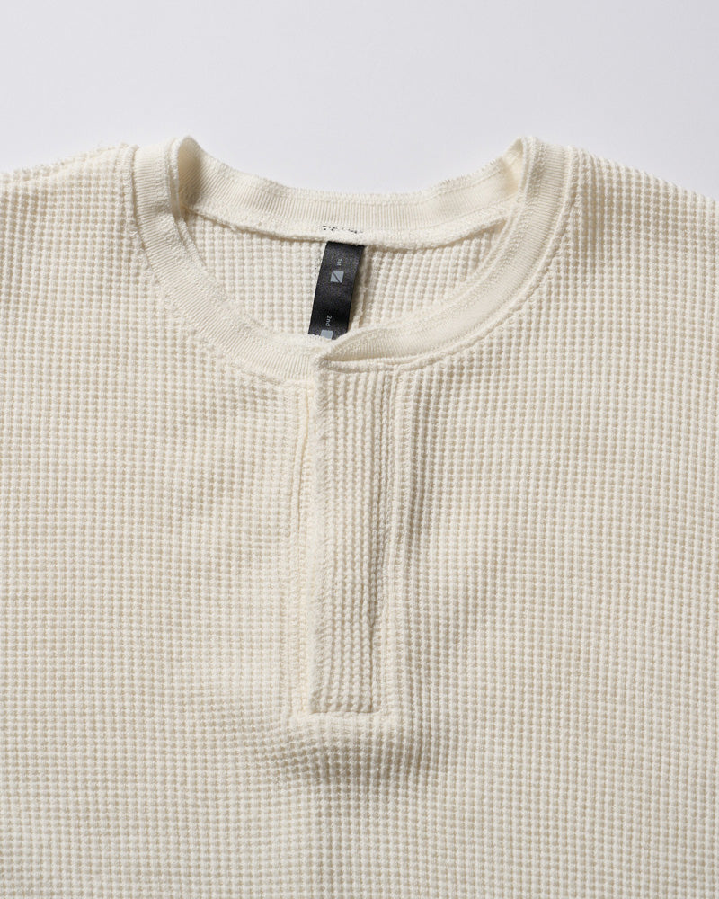hard dry waffle fly-front henley S/S