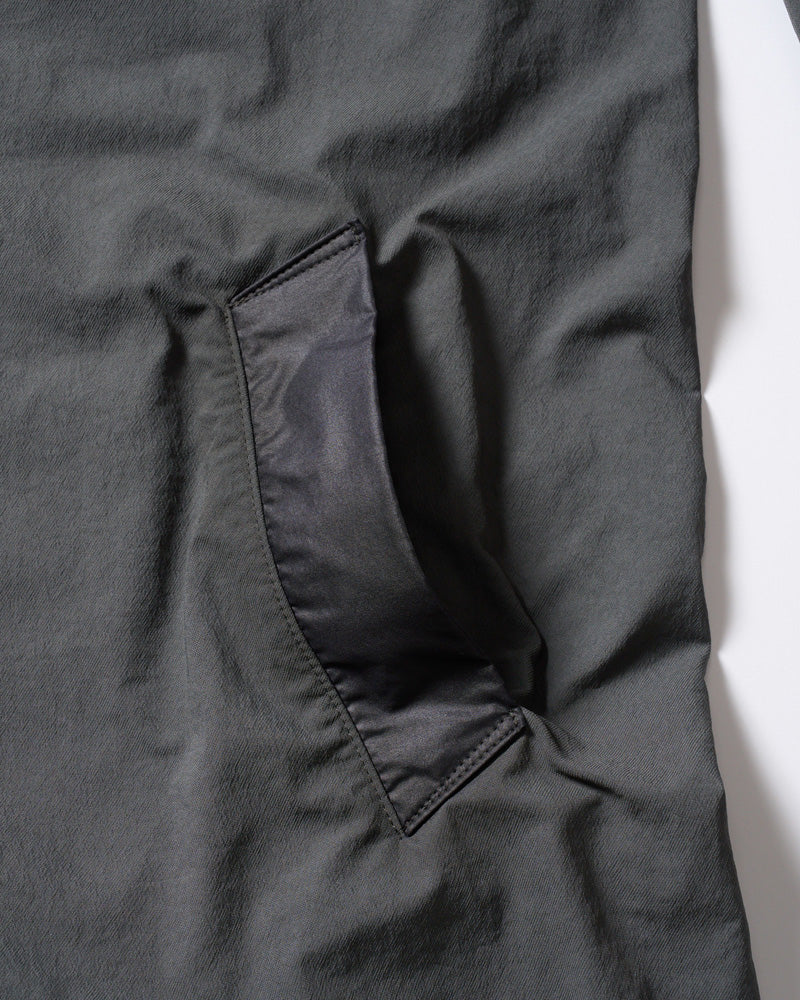 textured nylon double breasted coat