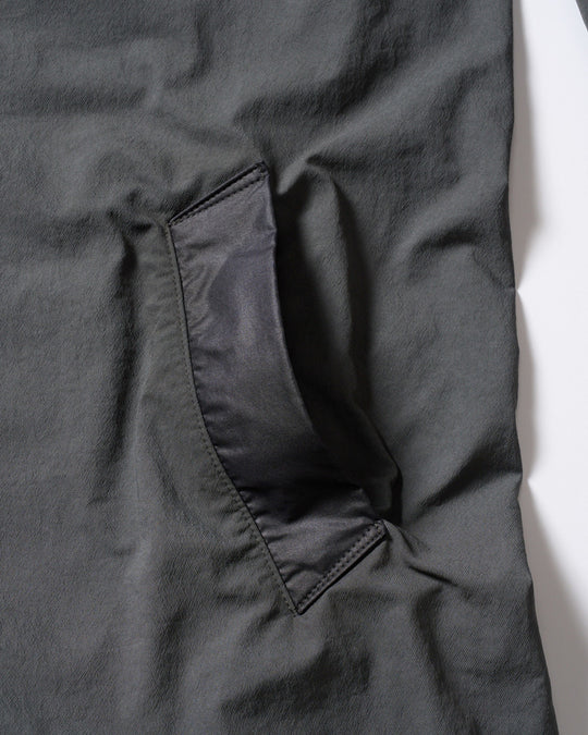 textured nylon double breasted coat