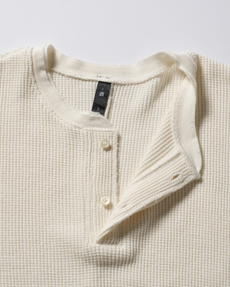 hard dry waffle fly-front henley S/S