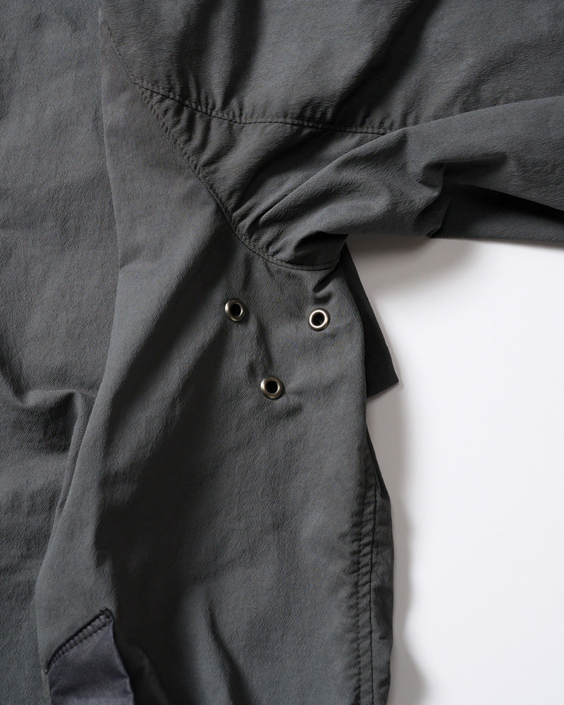 textured nylon double breasted coat