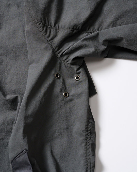 textured nylon double breasted coat