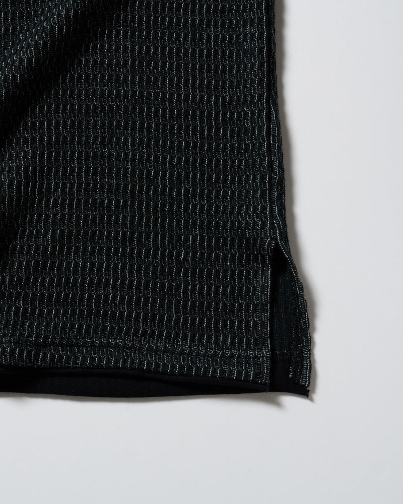 textured knit key-neck H/S