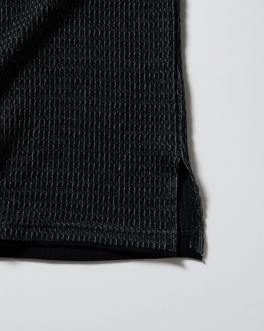 textured knit key-neck H/S