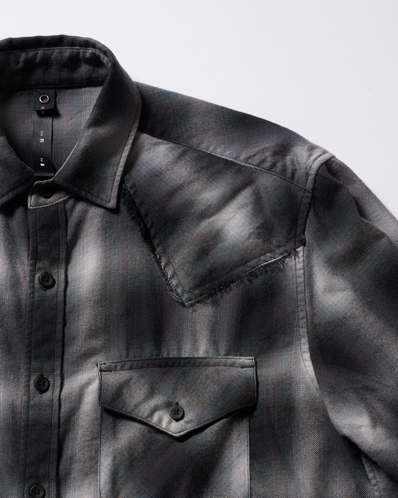 loose check western shirt