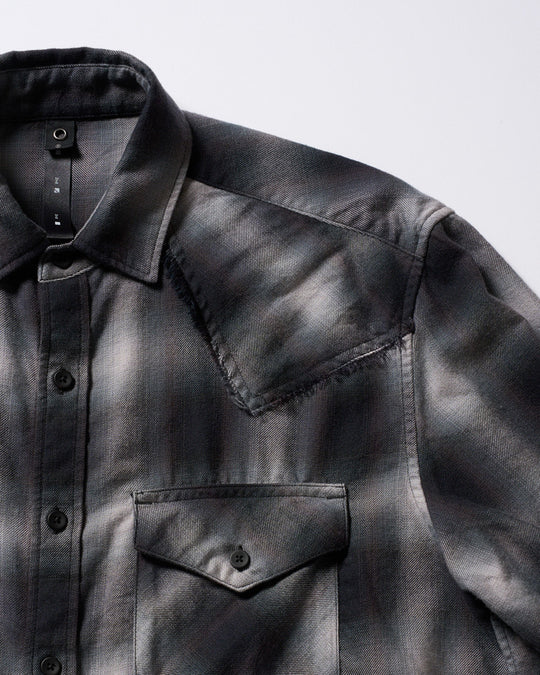 loose check western shirt