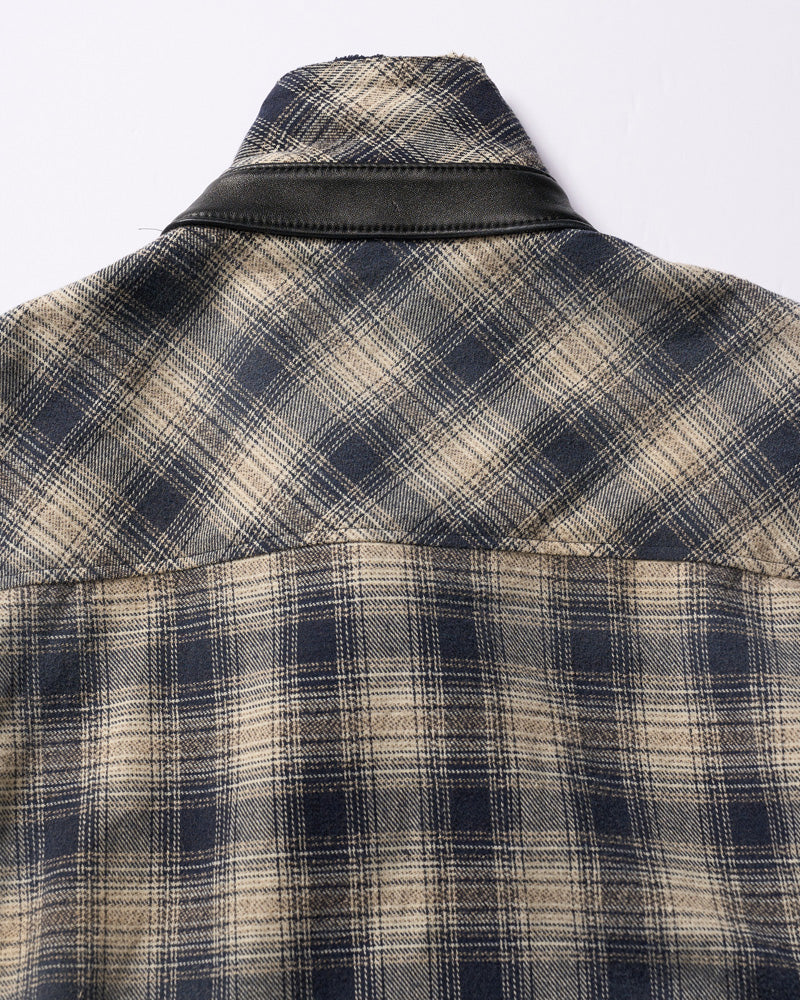 aging loose check shirt