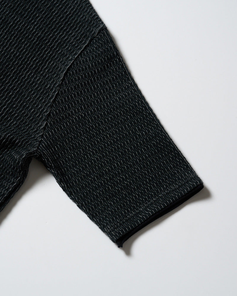 textured knit key-neck H/S
