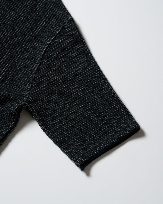 textured knit key-neck H/S