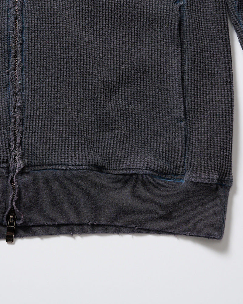 hard dry waffle damage zip hoodie