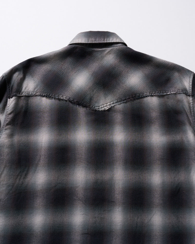 loose check western shirt