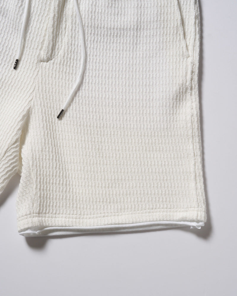 textured knit shorts