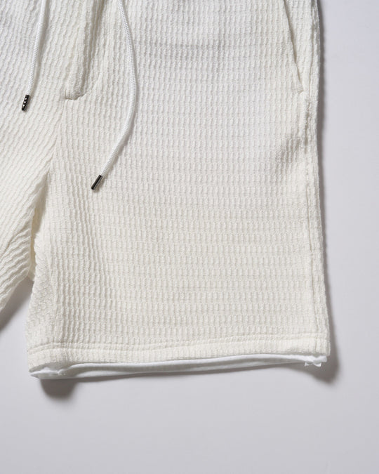 textured knit shorts