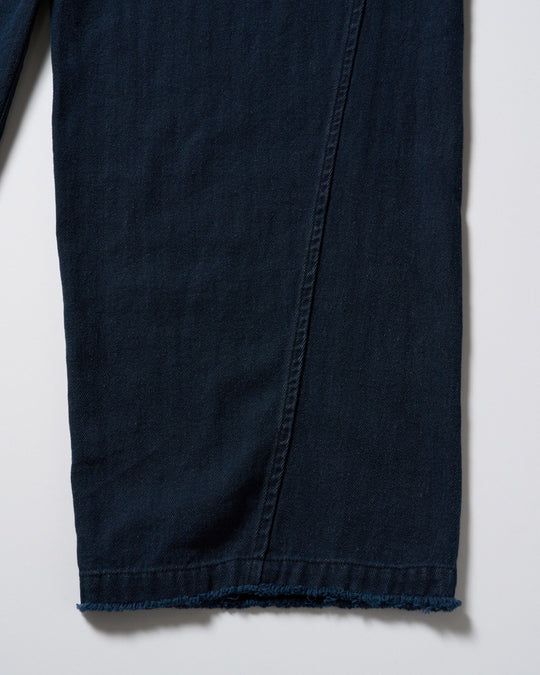 cotton linen herringbone aging wide trousers