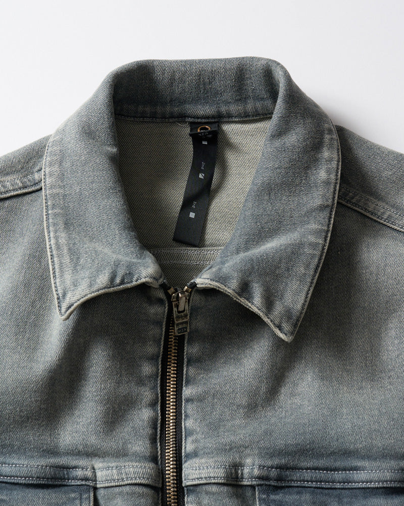 denim zip blouson
