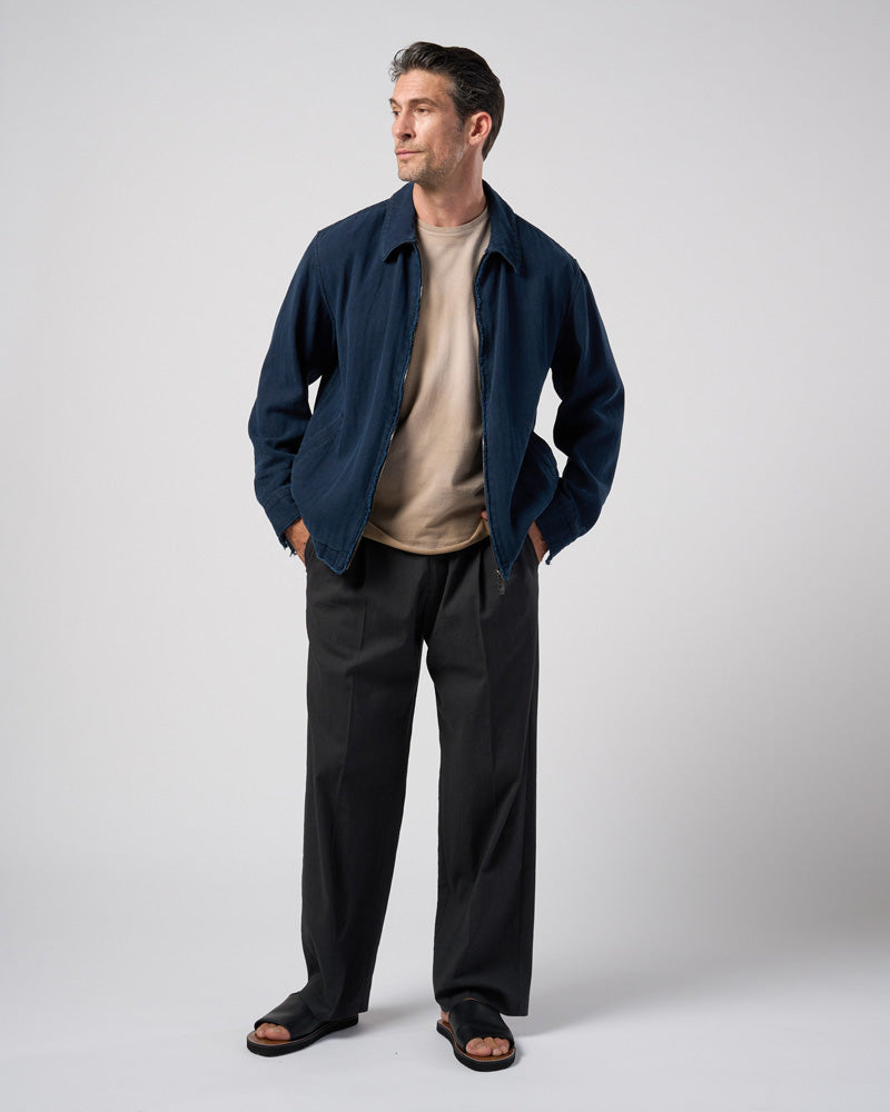 viscose linen semi-wide slacks