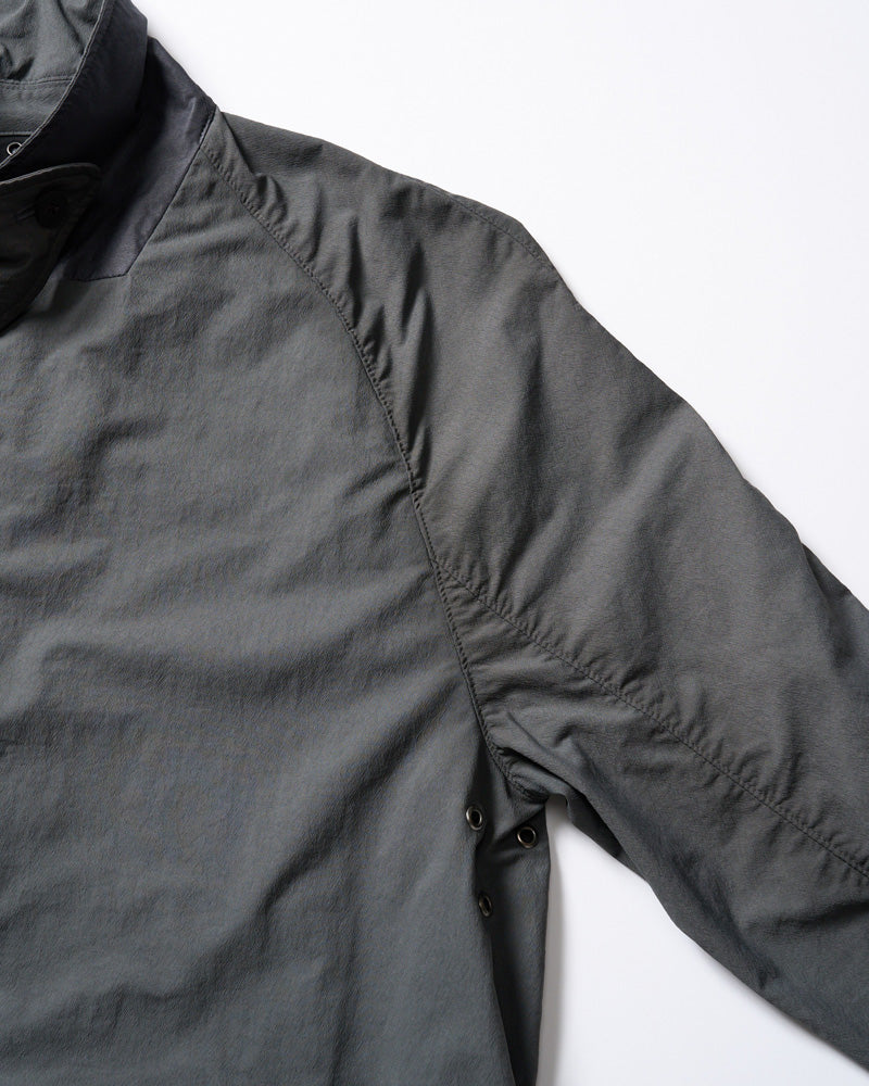 textured nylon double breasted coat