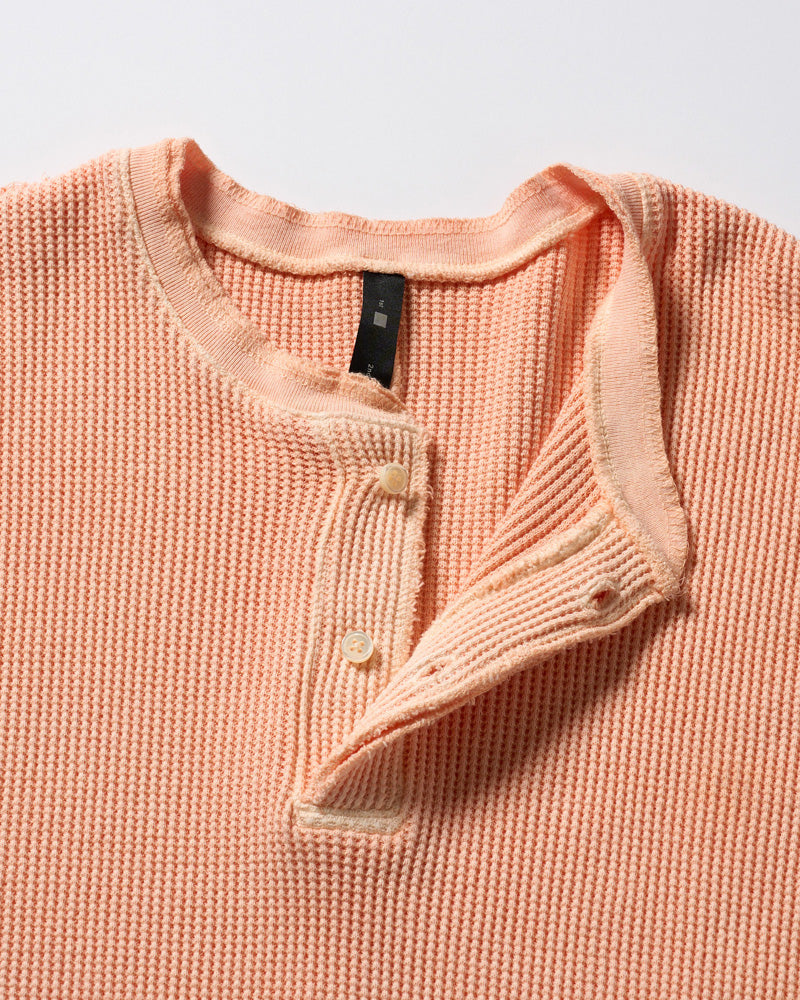 hard dry waffle fly-front henley S/S