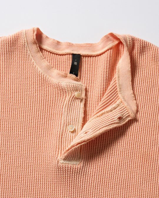 hard dry waffle fly-front henley S/S