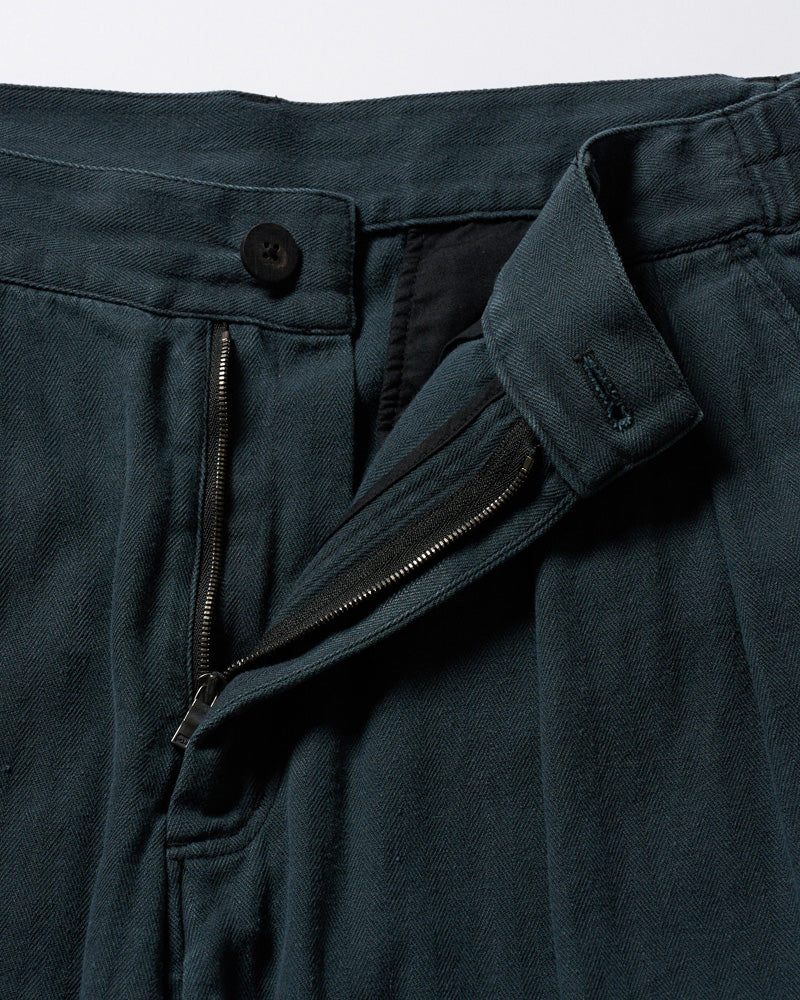cotton linen herringbone aging wide trousers