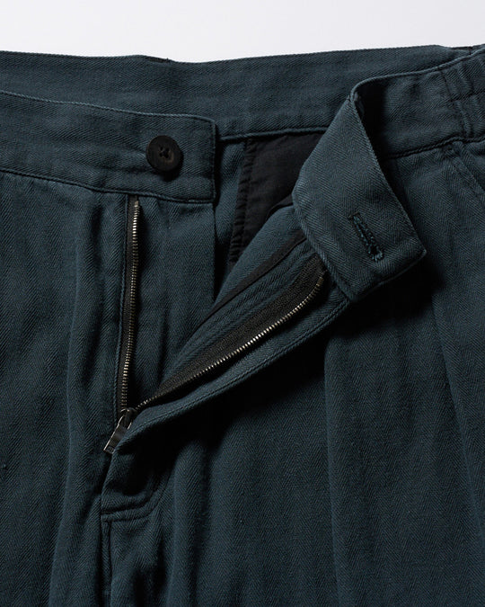 cotton linen herringbone aging wide trousers