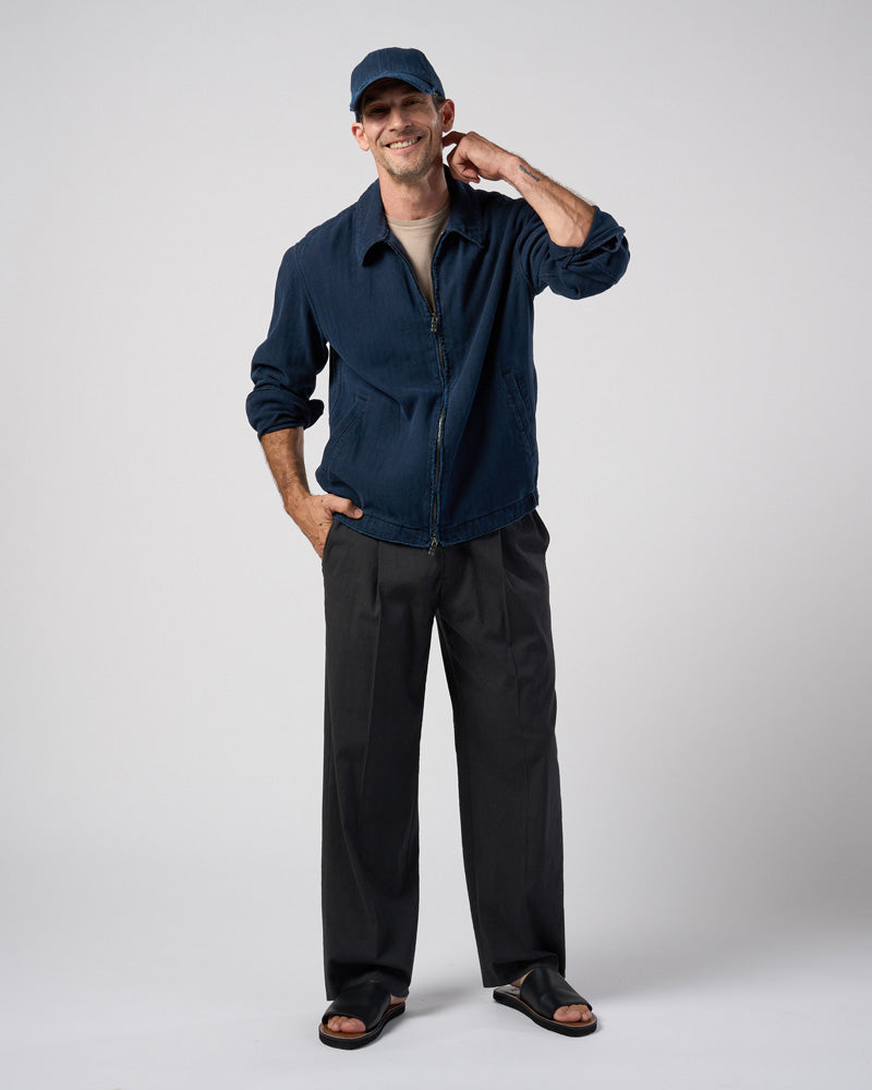 viscose linen semi-wide slacks