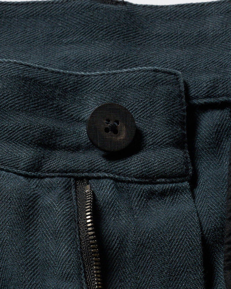 cotton linen herringbone aging wide trousers