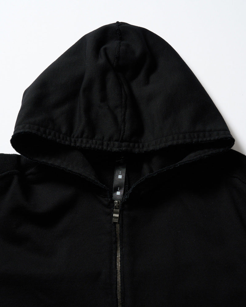 compact urake cut-off line zip hoodie