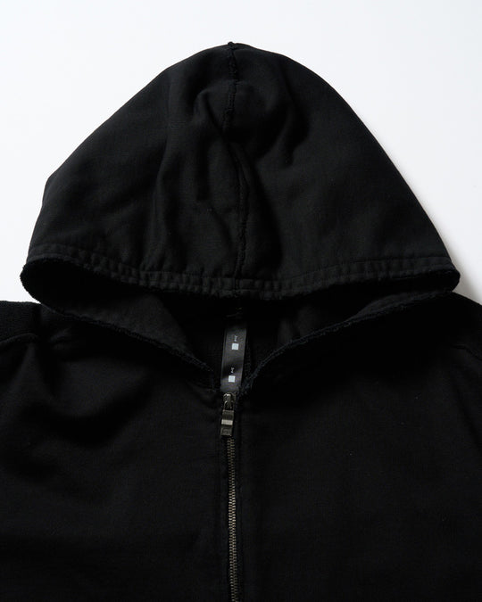 compact urake cut-off line zip hoodie
