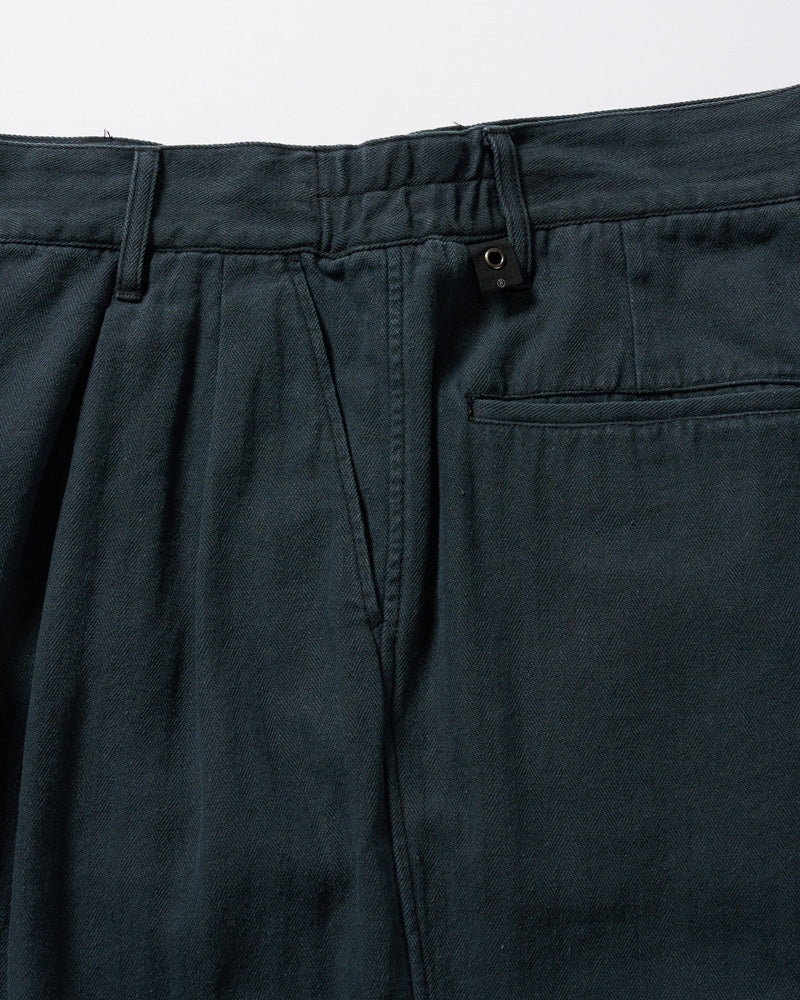 cotton linen herringbone aging wide trousers