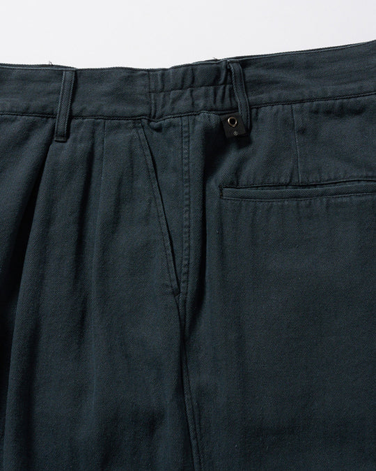cotton linen herringbone aging wide trousers