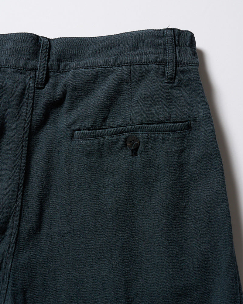 cotton linen herringbone aging wide trousers