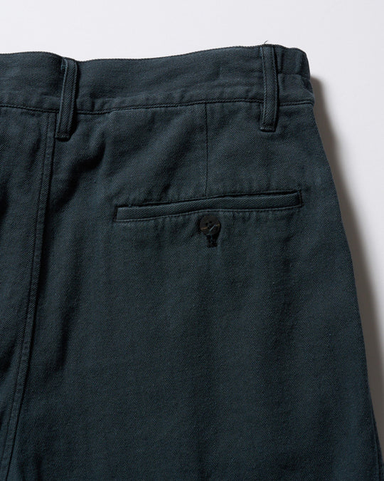 cotton linen herringbone aging wide trousers