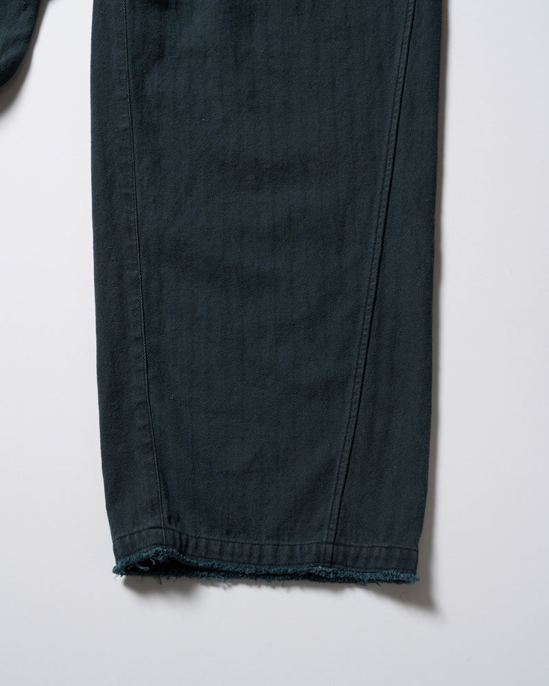 cotton linen herringbone aging wide trousers
