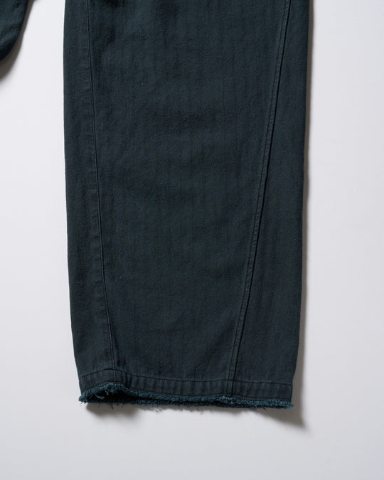 cotton linen herringbone aging wide trousers