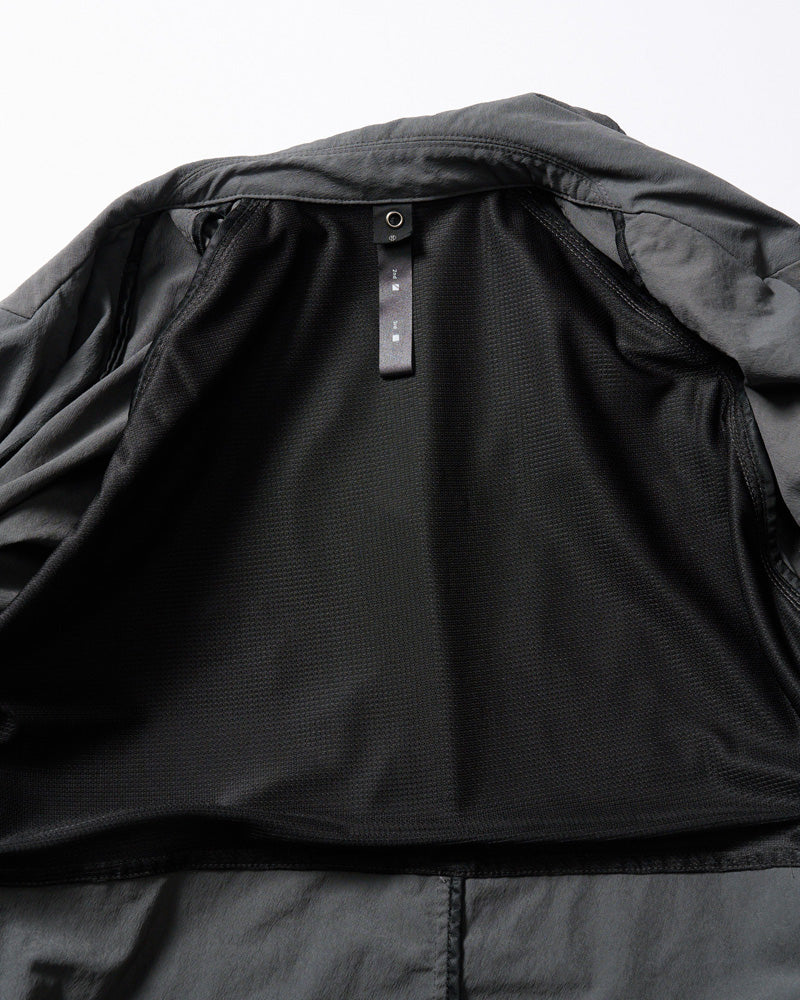 textured nylon double breasted coat