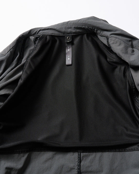 textured nylon double breasted coat