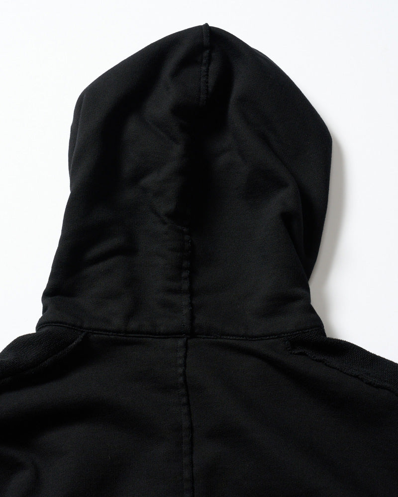 compact urake cut-off line zip hoodie