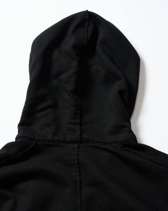 compact urake cut-off line zip hoodie