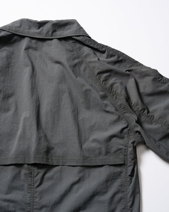 textured nylon double breasted coat