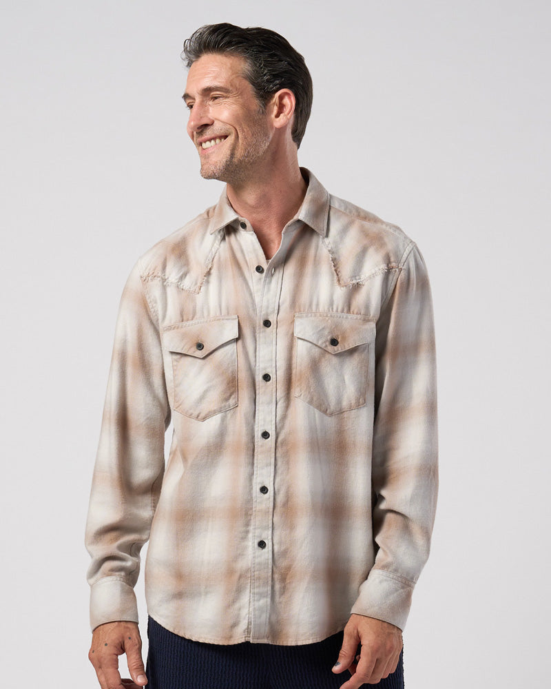 loose check western shirt