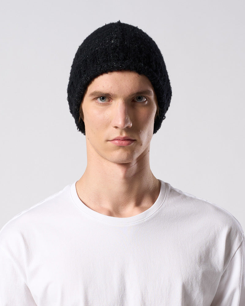 fancy yarn roll beanie