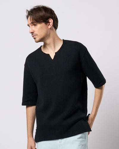 quarter-knit key neck H/S