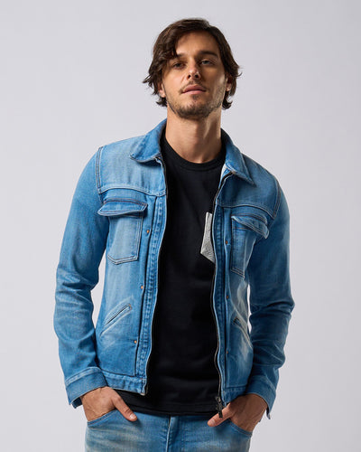 denim jersey zip blouson