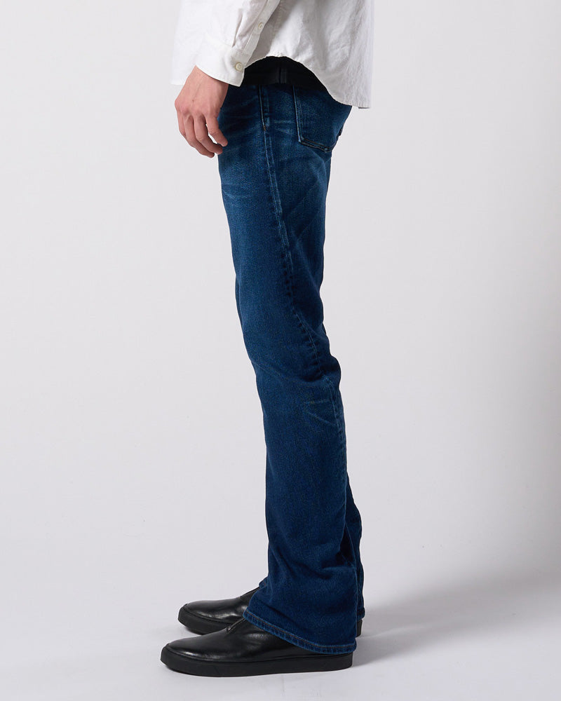 denim jersey 3D banana flare pants